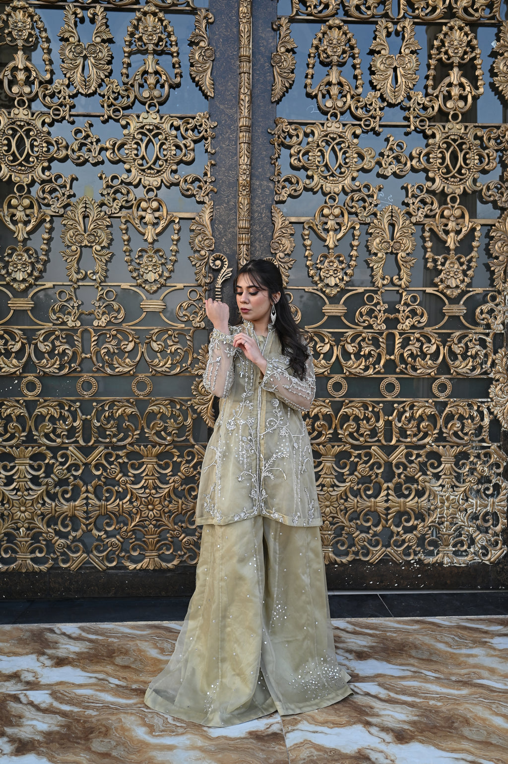 Marigold Muse – Embroidered Jacket with Relaxed Fit Pants