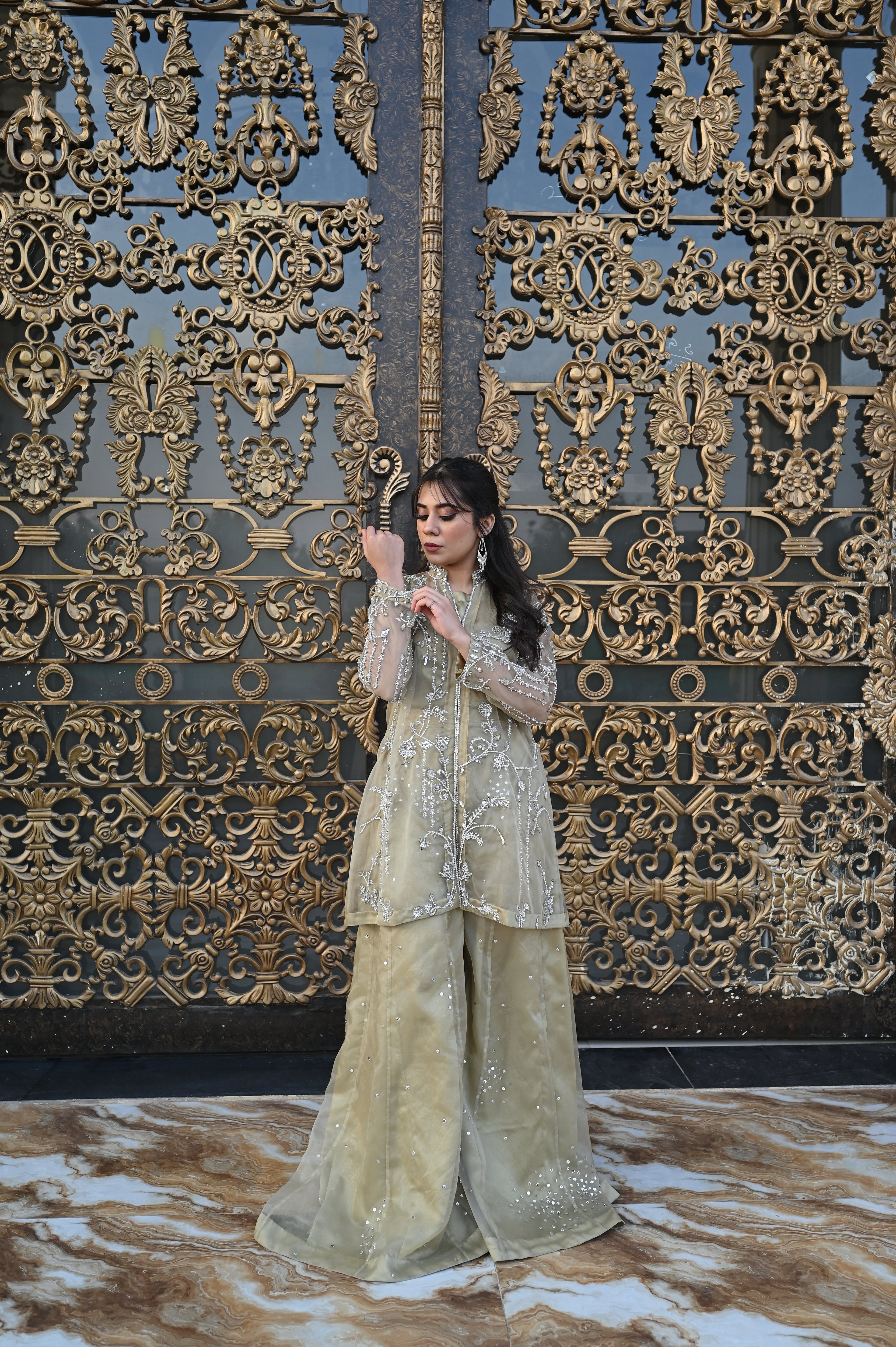 Marigold Muse – Embroidered Jacket with Relaxed Fit Pants