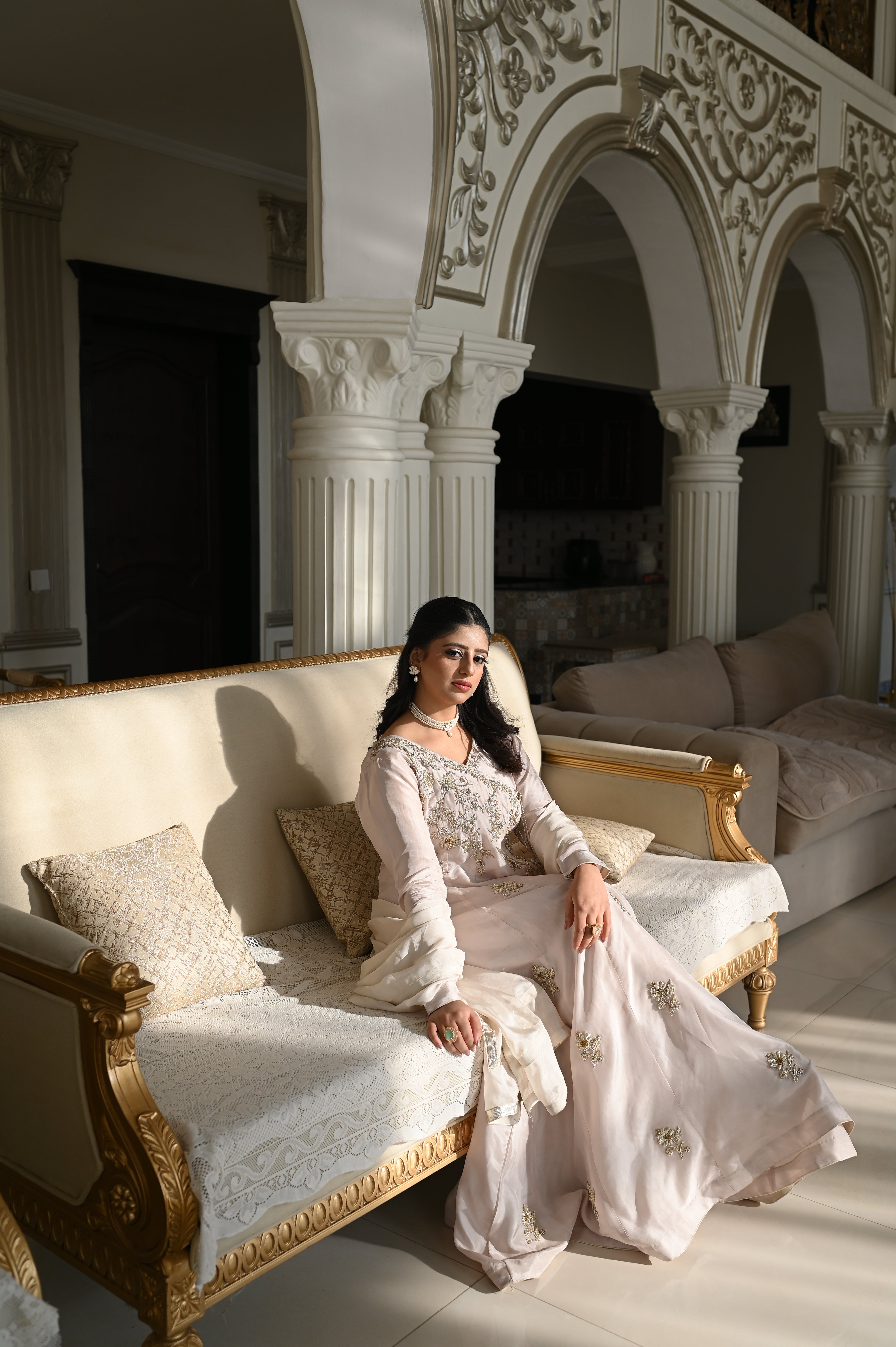 Mist Elegance – Grey Angarkha-Style Anarkali with Heavy Embellishments