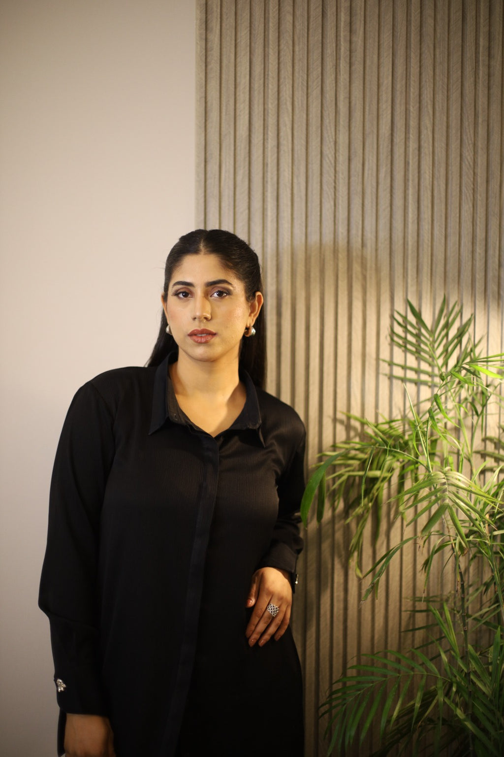 Noir Long Button-Down