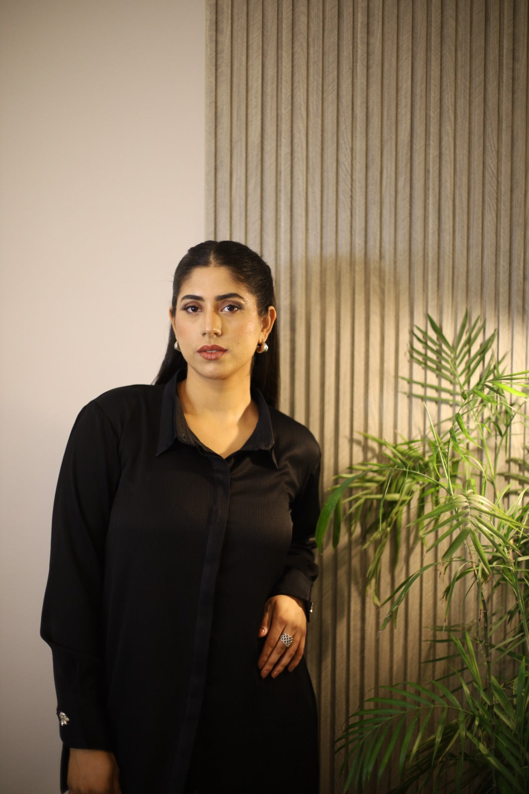 Noir Long Button-Down