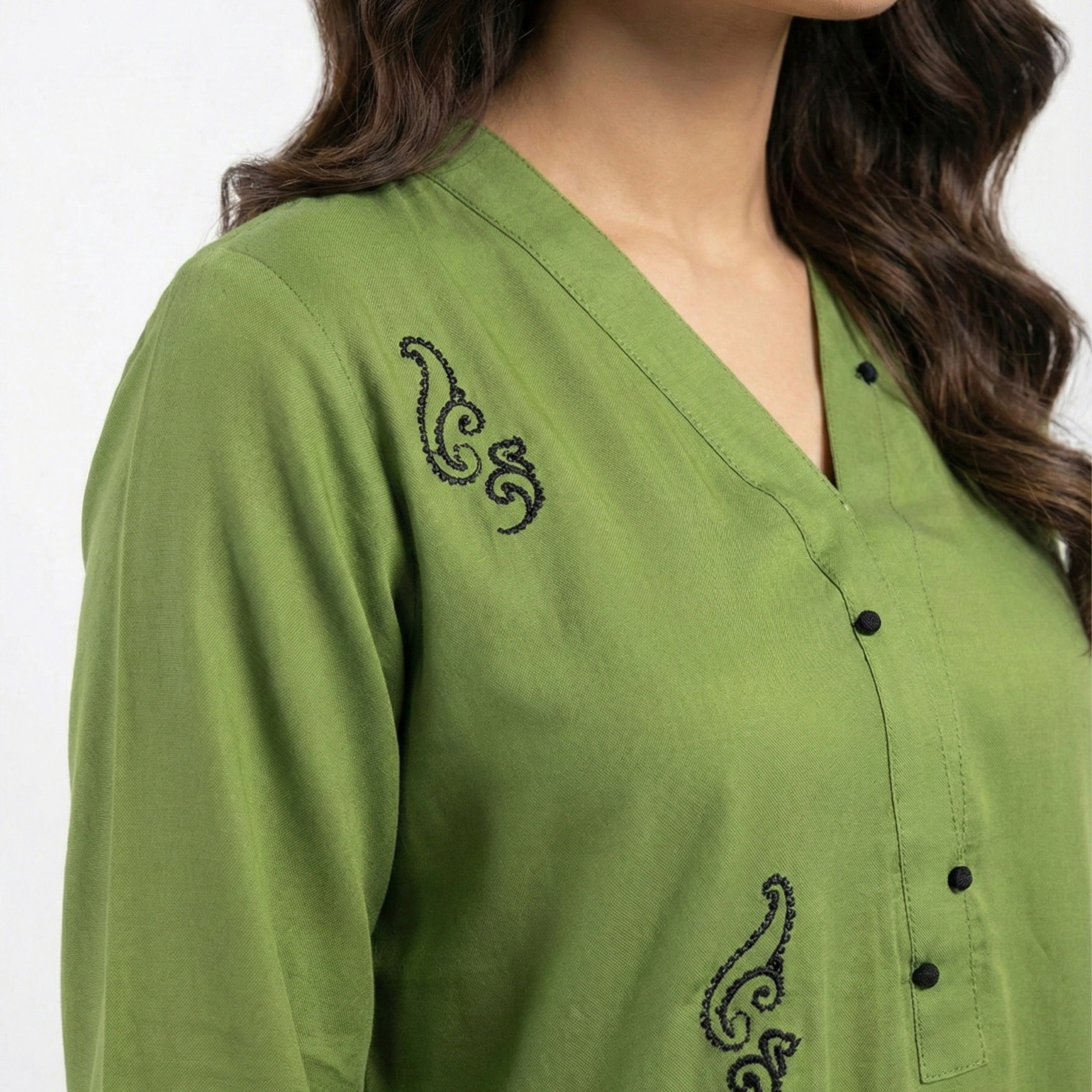 Mehndi Green Handmade Marina Winter Suit