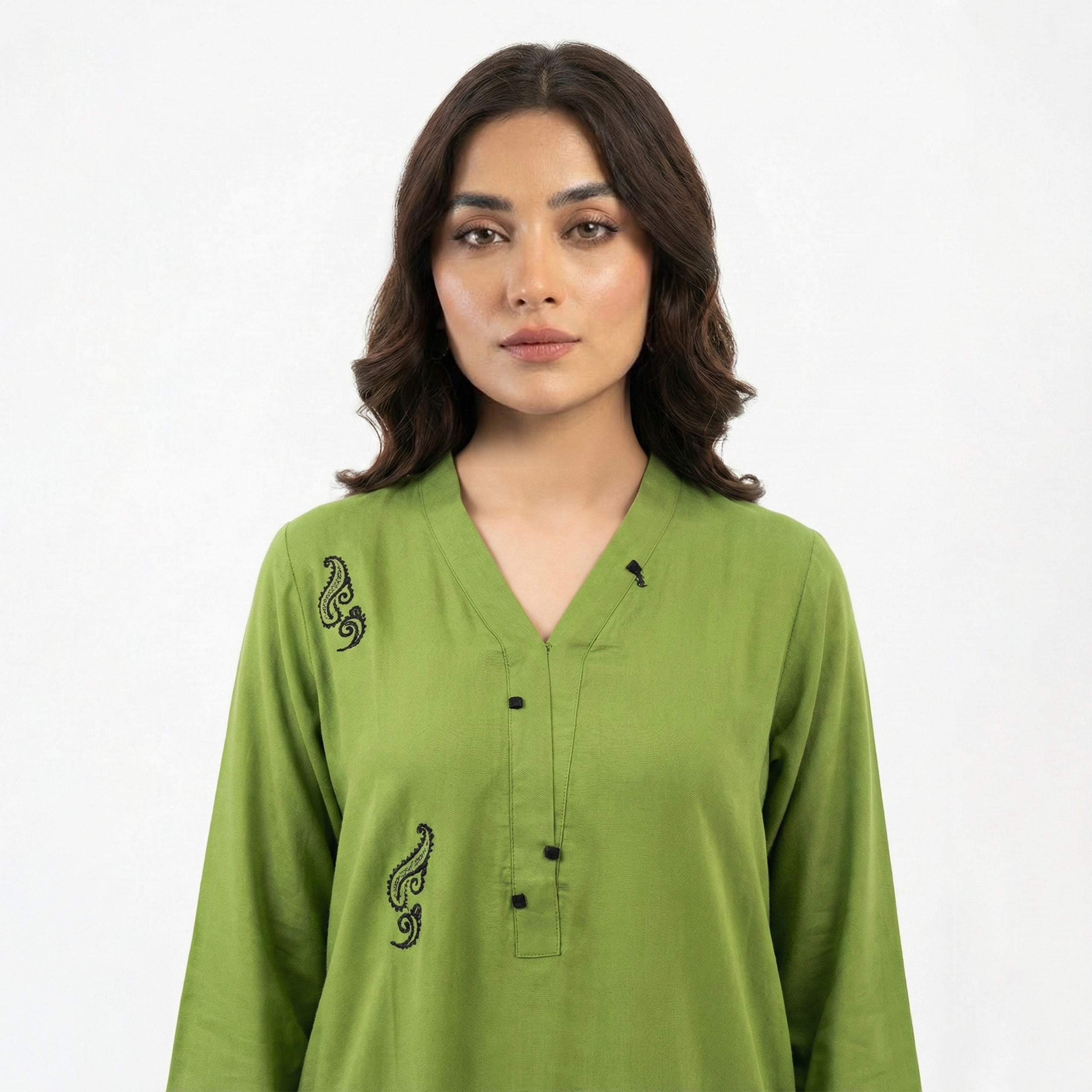 Mehndi Green Handmade Marina Winter Suit