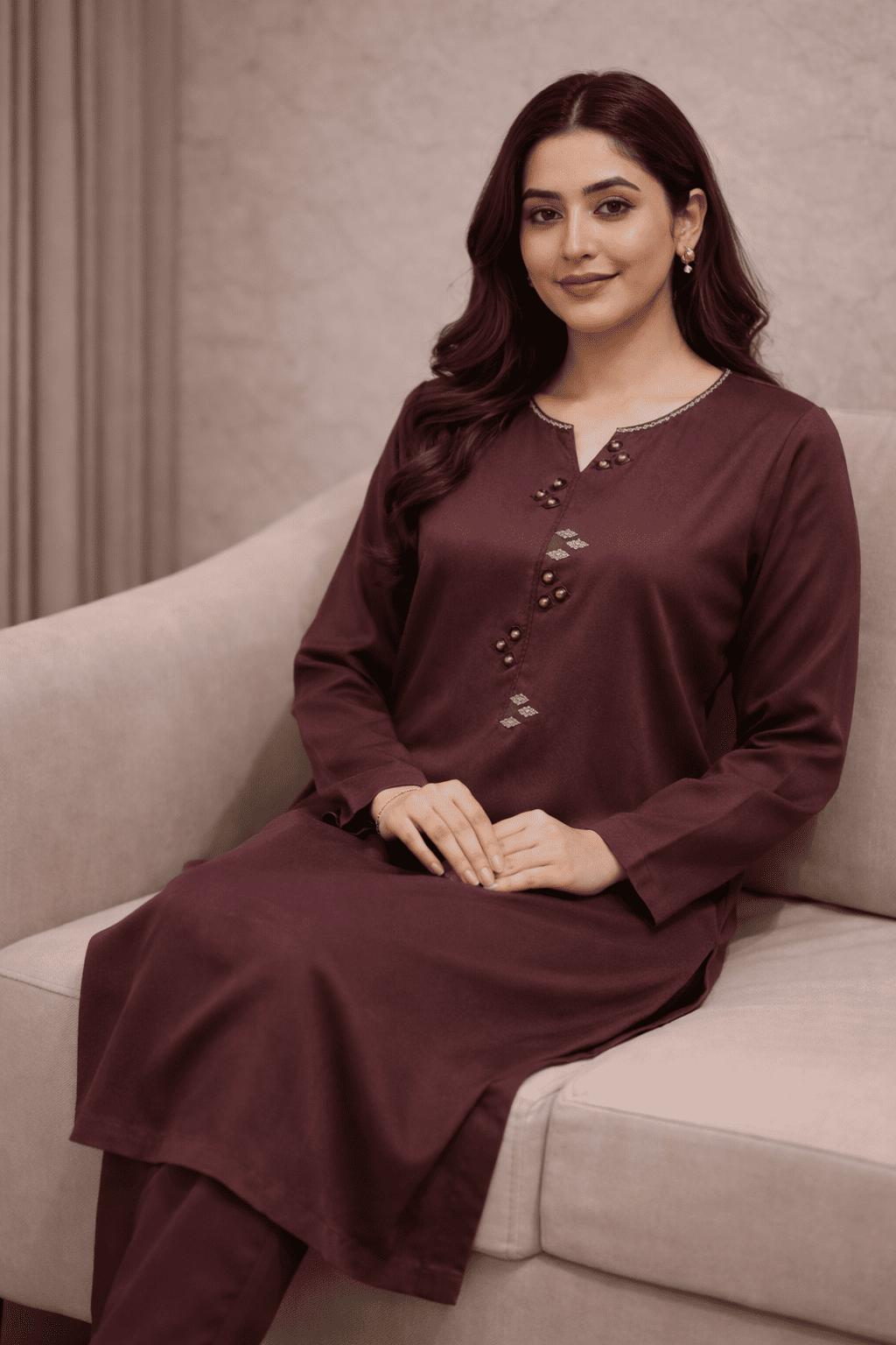 “Maroon winter kurti for women Pakistan”