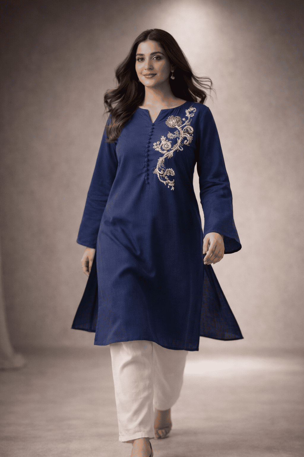 Royal navy embroidered kurti for women Pakistan